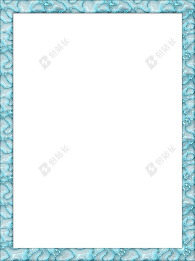 蓝色艺术创意相框画框边框透明背景图片