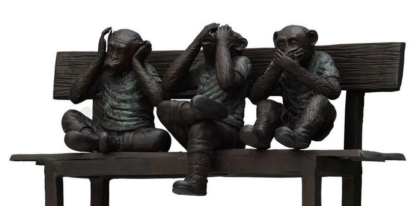 艺术 雕塑 雕像 艺术品 金属 猴子 什么也听不见