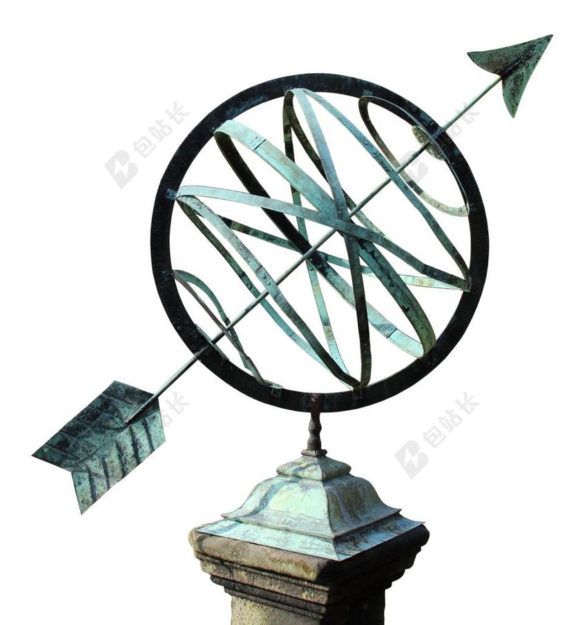 日晷 铜 老 时间 历史 怀旧之情 风化 金属 石材基地