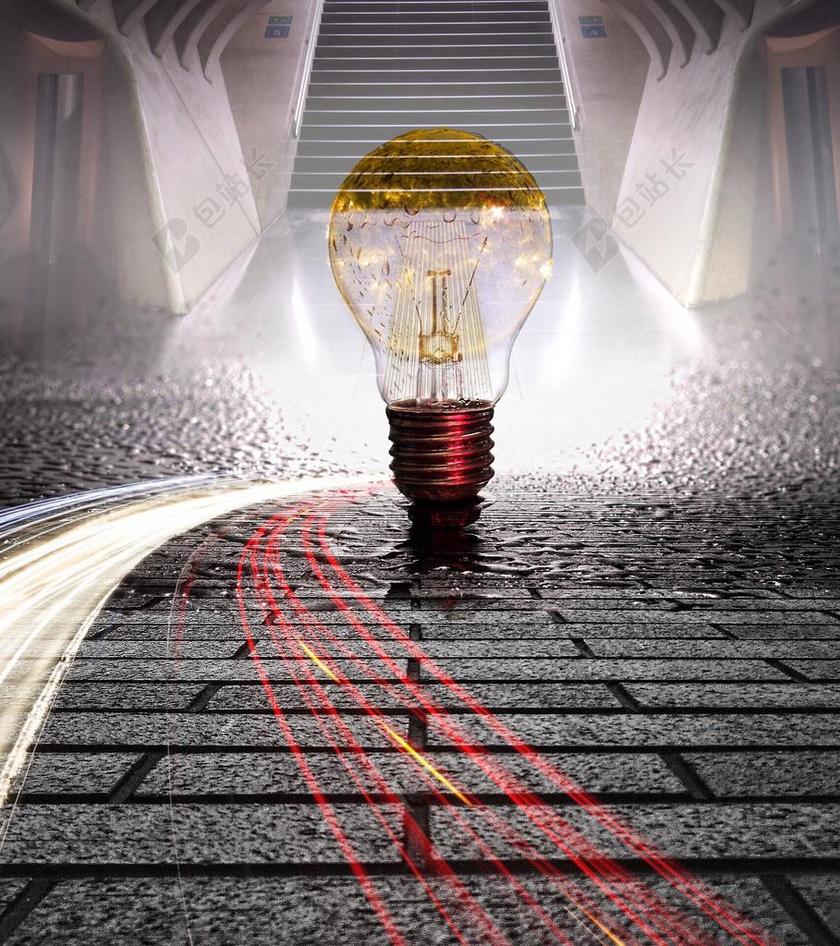 广告时尚灯泡艺术道路背景图片