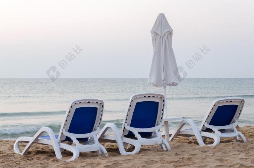 蓝绿色 沙 海边 黄色 夏 背景 水 豪华 的风景 室外