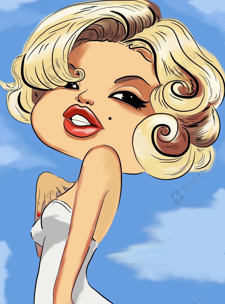 玛丽莲 · 梦露 漫画 图形 滑稽 搞笑 女孩 绘图