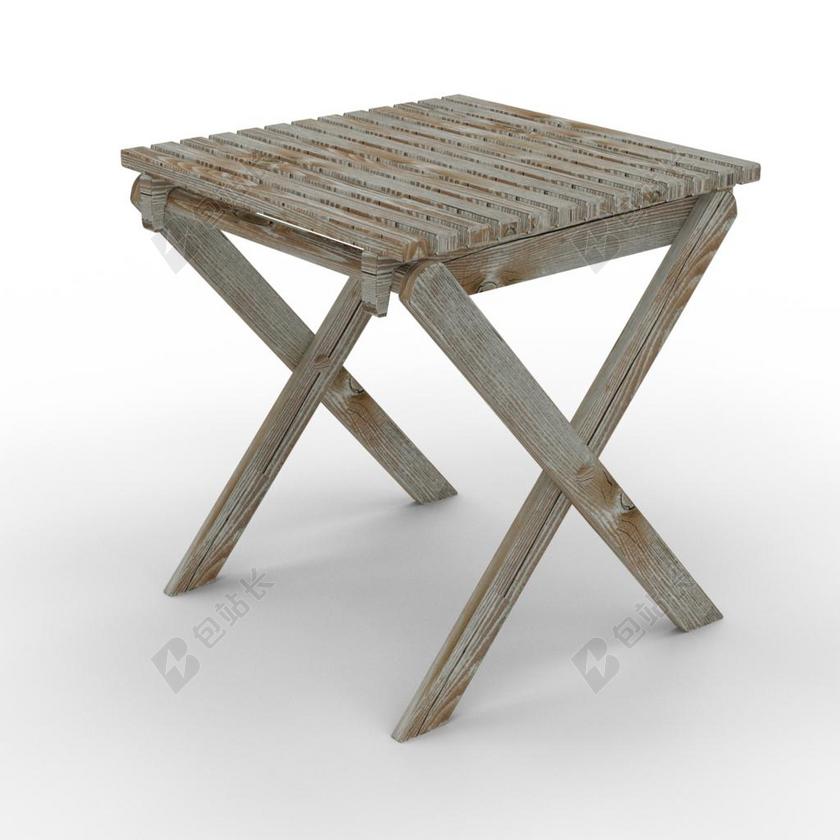 折叠椅 老木椅 凳子 年份 无背景 3D呈现
