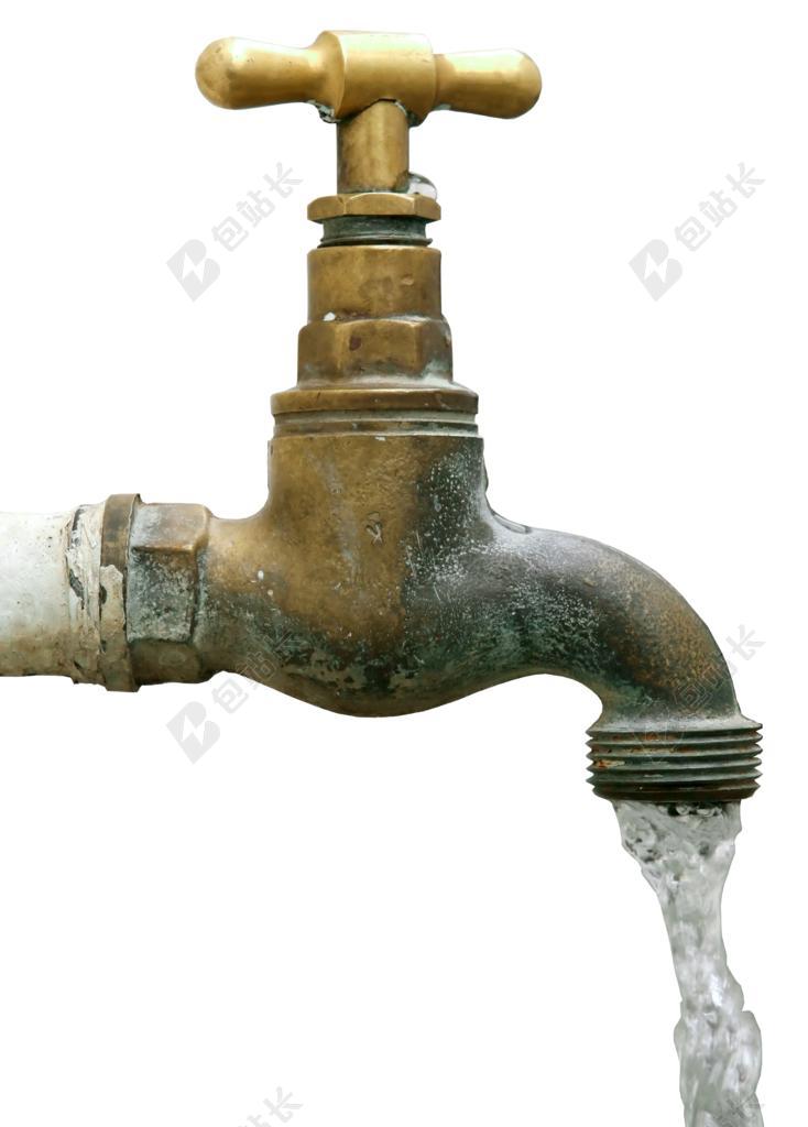 水龙头 黄铜 自来水 黄铜水龙头 老 金属 铁 孤立