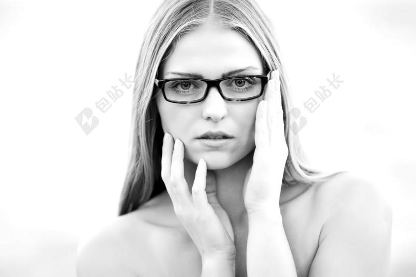 妇女 眼镜 概述 美丽 女孩 年轻 性感 时尚 设计