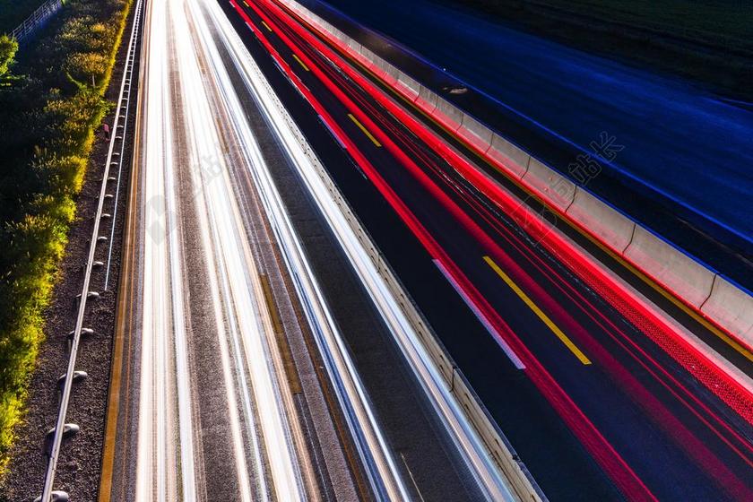 公路 光痕迹 长时间曝光 夜 聚光灯 灯 示踪剂 交通