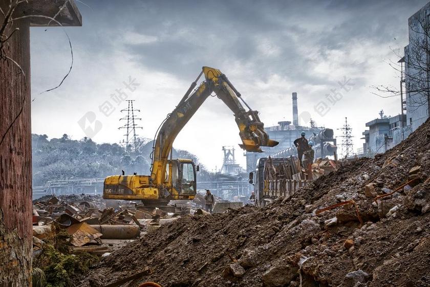 城市化 工业区 挖土机 拆迁