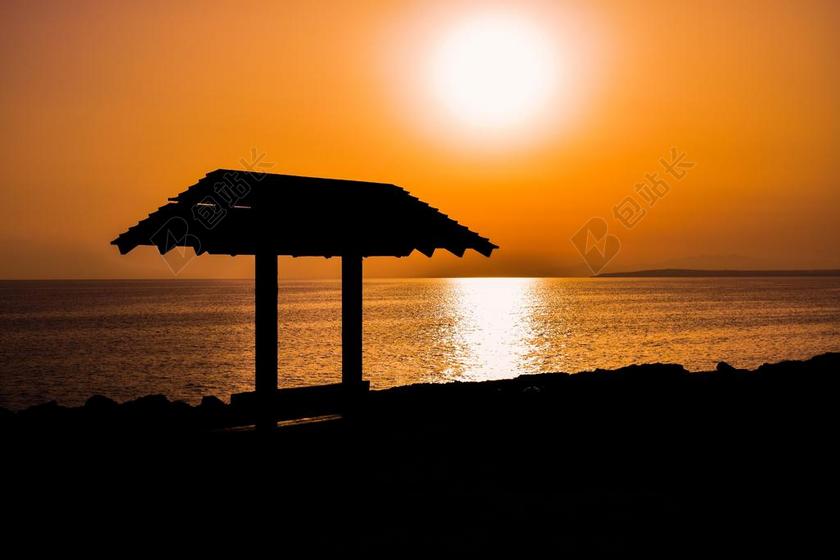 日落 太阳 海 地平线 自然 亭 阴影 剪影 橙色