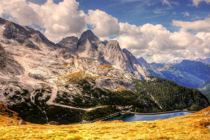 白云岩 马尔莫拉达 山 水库 景观 性质 水 高山 湖