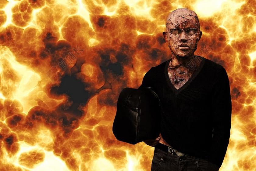 火球 火 男子 模型 艺术 雕塑 废品雕塑 人的 复制副本