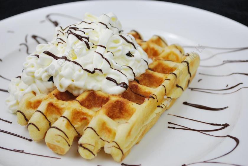 维夫饼干 胡扯 华夫饼干板 奶油 华夫饼干和奶油 巧克力华夫饼