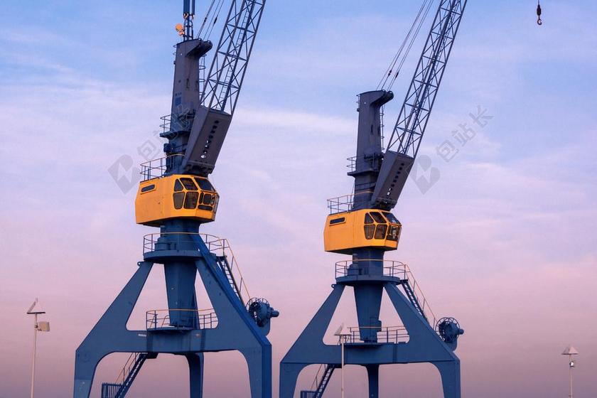 起重机 门座式起重机 端口 罗斯托克 梅克伦堡 前波莫瑞 日落