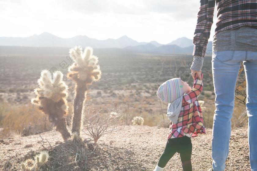父亲 家庭 孩子 儿童 晚间 自然 景观 母亲