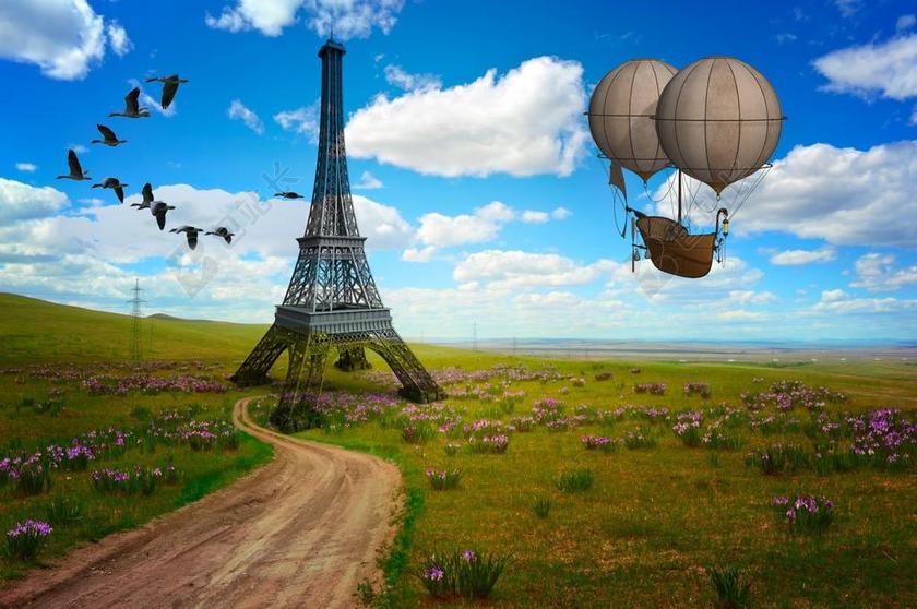 壁纸 埃菲尔铁塔 幻想 气球 法国 飞行 塔 云 冒险