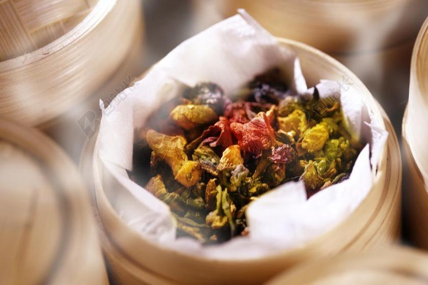 餐饮唯美蒸笼早餐背景图片