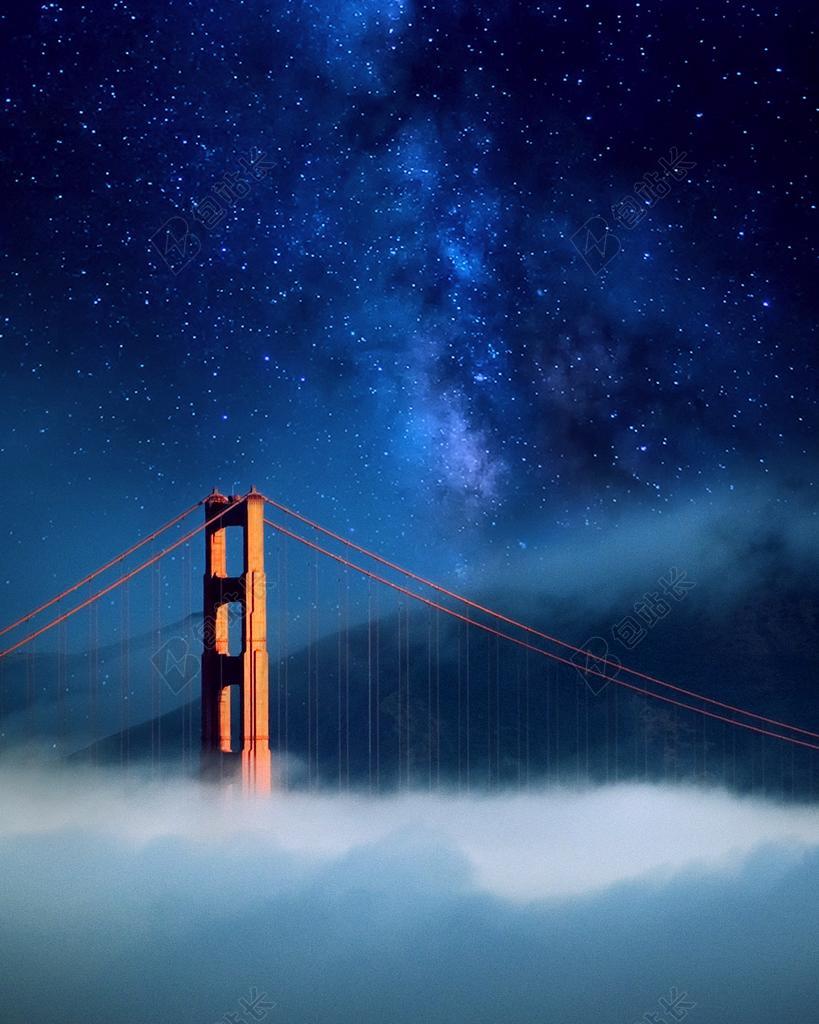 星空桥梁背景图片