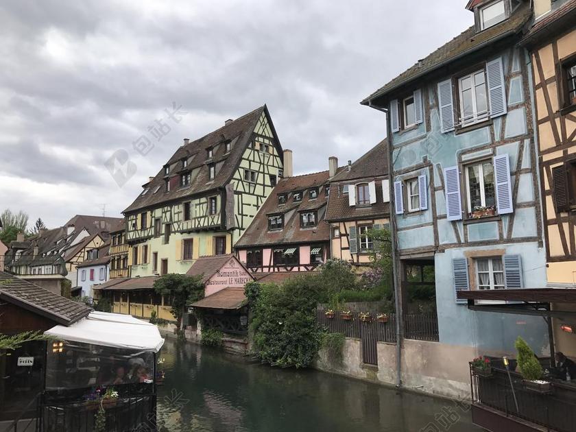 科尔马 阿尔萨斯 老房子 螺柱 外墙 河 法国 水 码头