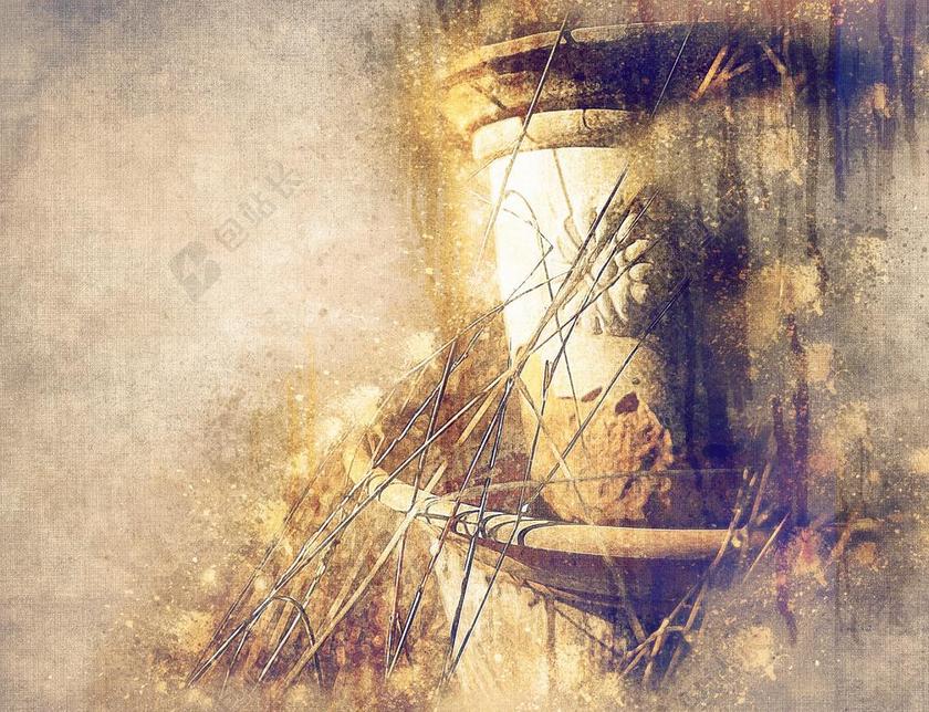 老 锅 真实的 艺术 草图 奥克 花