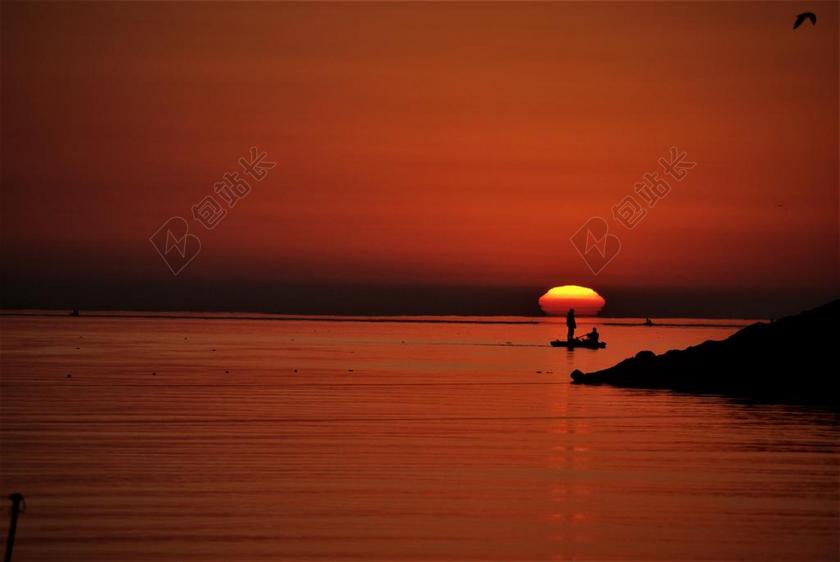 里海 沙吕海滩 日出 黄昏