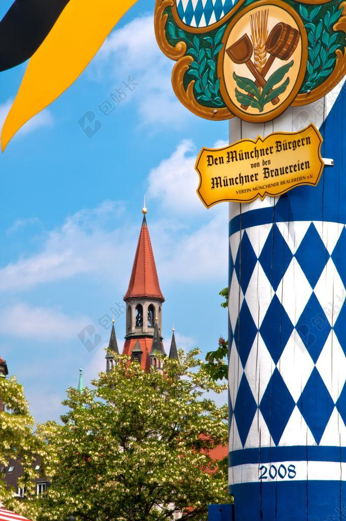 五朔节花柱 慕尼黑 VIKTUALIENMARKT 巴伐利亚