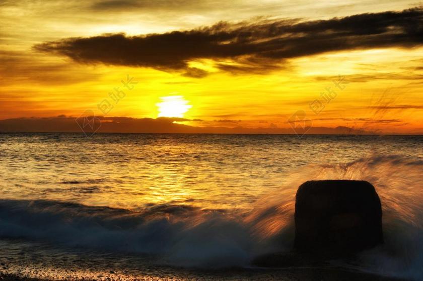 朝日新闻 海 太阳 静冈县 日本 景观 自然 生动 红色