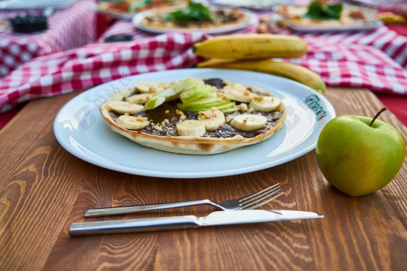 甜 巧克力 香蕉 苹果 板 糖 摄影 美丽 蛋糕 宏