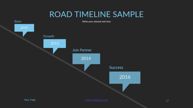 企业发展年份台阶式对话框介绍PPT时间轴