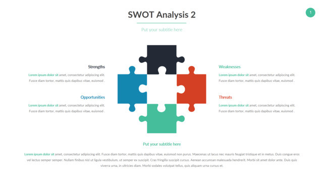 拼图创意SWOT分析PPT