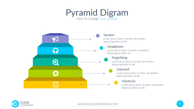立体正视透视效果台阶PPT图表