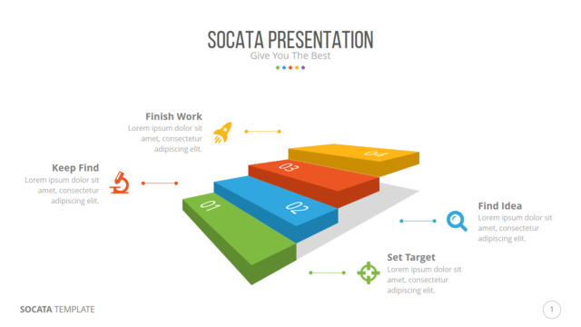 数字立体悬浮向上图标装饰台阶PPT图表