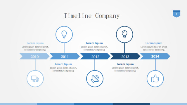 蓝色简约方向标箭头递进时间轴PPT