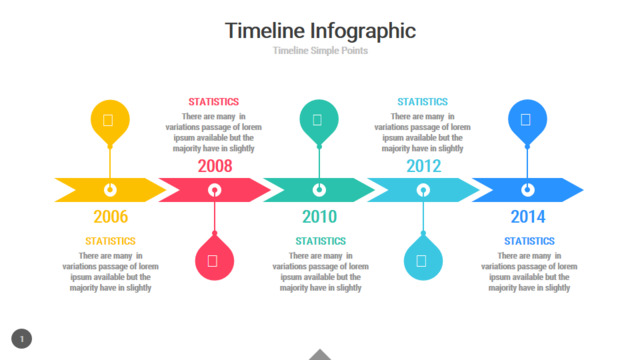 彩色年份箭头时间轴PPT