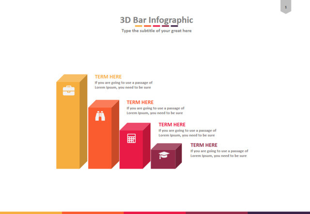 3D立体图标装饰台阶PPT图表