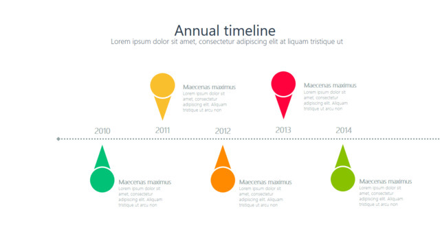 彩色横向虚线年度规划时间轴PPT