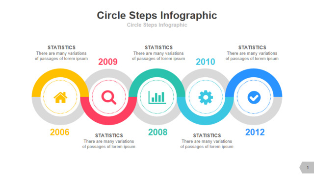 彩色交叉圆环并列关系时间轴PPT