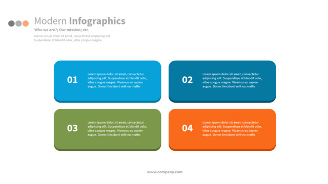 简约彩色微粒体圆角矩形并列流程图PPT图表