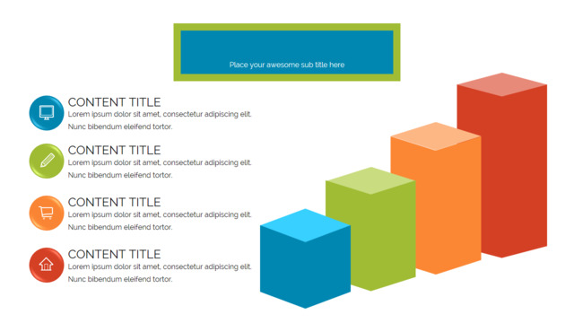 彩色立体柱状测试递进上升台阶PPT图表