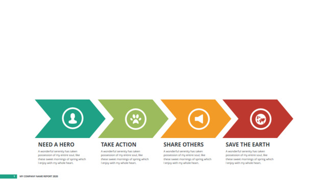 简约彩色大箭头带图标流程图PPT图表