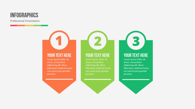 三步彩色铅笔造型并列流程图PPT图表