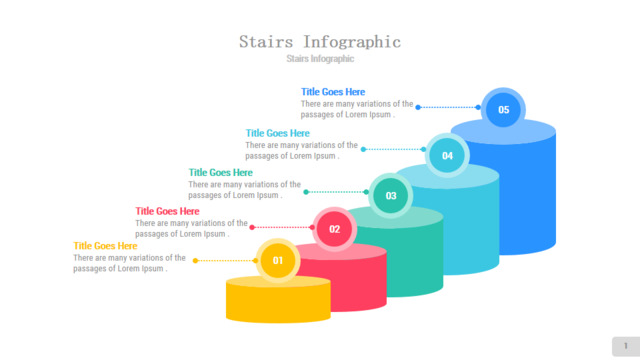 圆柱递进上升台阶PPT图表