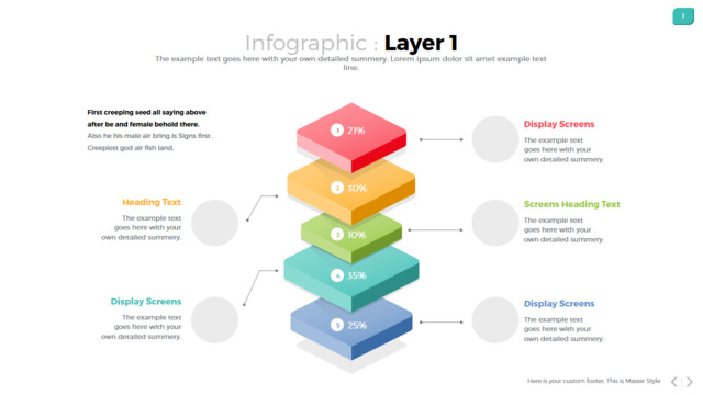 彩色立体块状等距悬空层级关系台阶PPT图表