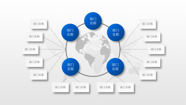 地图背景微粒体展示企业组成PPT组织结构图图表