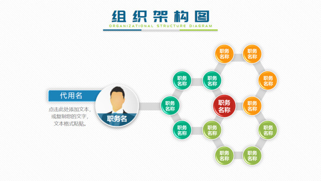 3D立体按钮蜂窝六边形部门组织PPT组织结构图图表