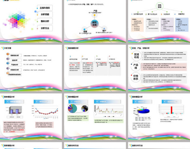 炫彩背景销售数据分析PPT模板