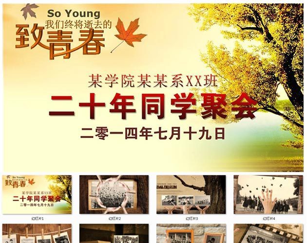 致青春二十年同学聚会PPT精品模板