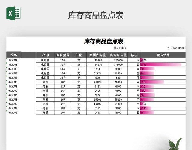 库存盘点EXCEL表工作表