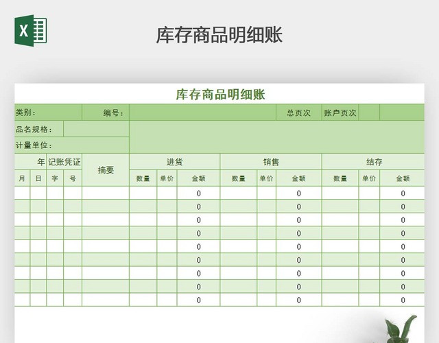 物流公司库存商品明细账通用模版