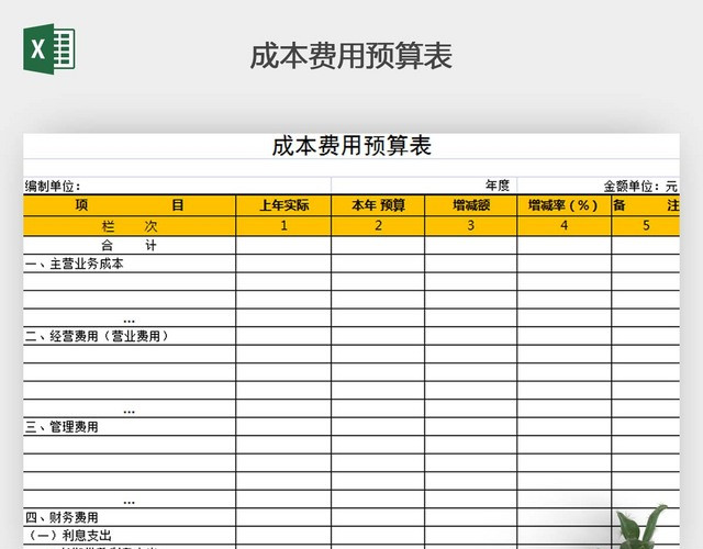 成本费用预算表