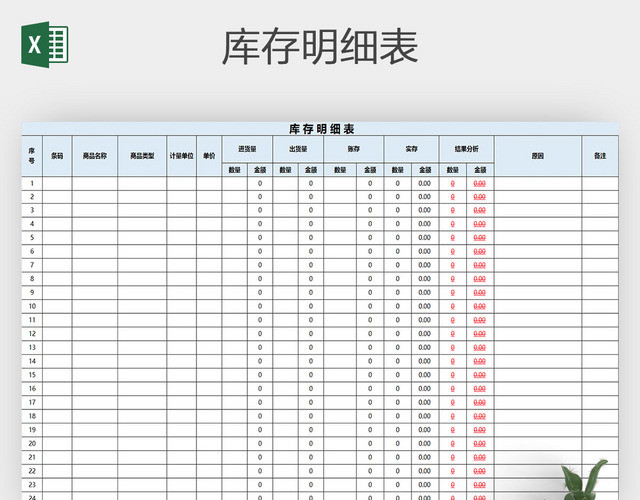 自带公式通用仓库库存明细