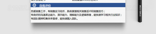 深蓝个人个性简历EXCEL模板